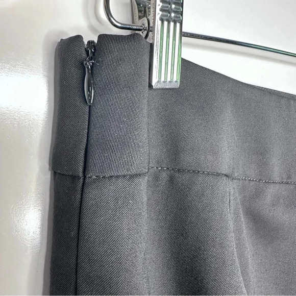 Lafayette 148 New York Black Stretch Wool Flat Front Pleated Straight Pants 6 - Picture 5 of 8